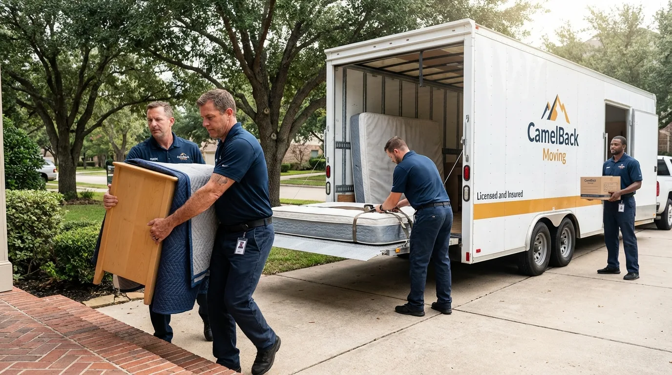 Crew loading residential truck for cross-state move from Bogalusa, LA